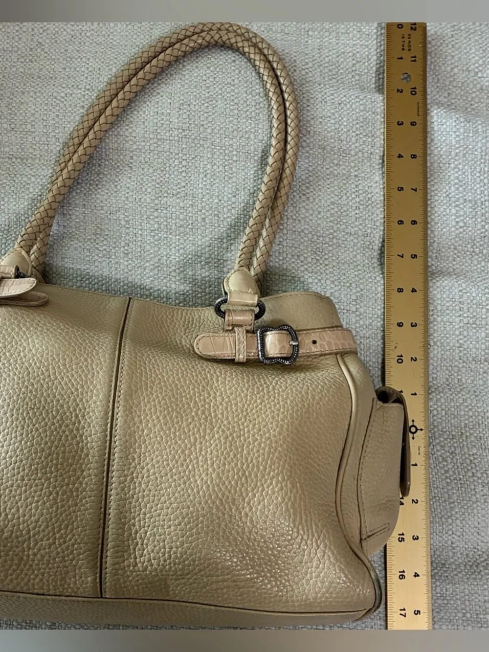 VINTAGE BRIGHTON
BEIGE PEBBLED LEATHER HANDBAG - Picture 11 of 14